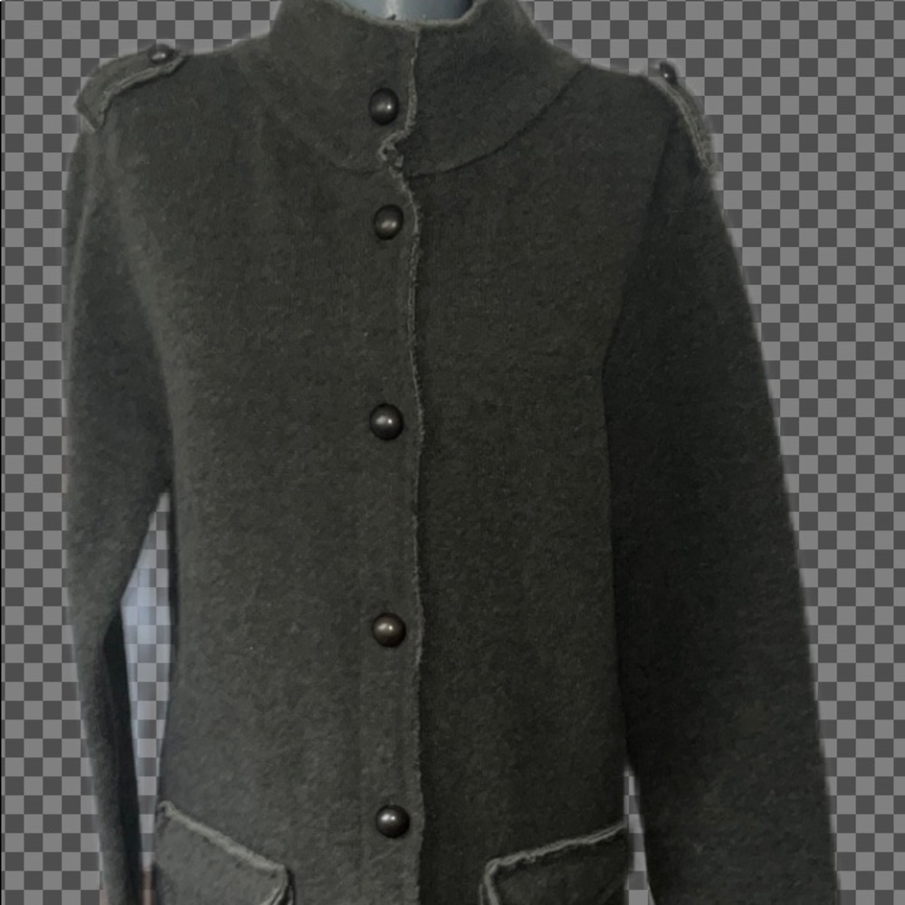 Italy Italian Wool Military jacket fitted button Sweater coat warm coz… - Picture 3 of 14